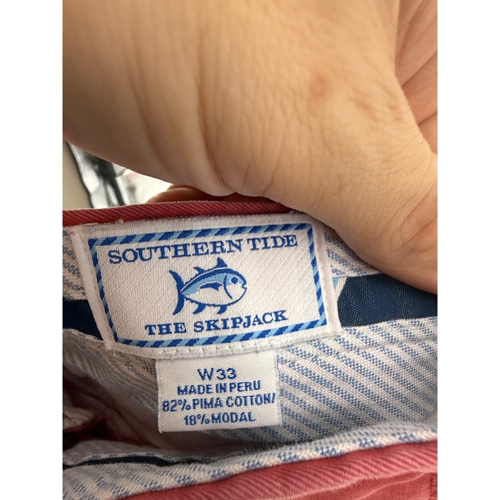 Southern Tide Mens Shorts 33 Salmon Pink Pima Cotton Blend Casual flat front - Picture 2 of 3